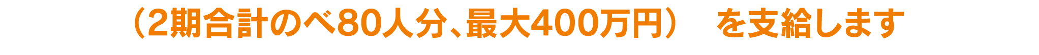 (2期合計のべ80人分、最大400万円)を支給します