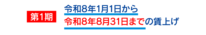 第1期 令和8年1月1日から令和8年8月31日までの賃上げ